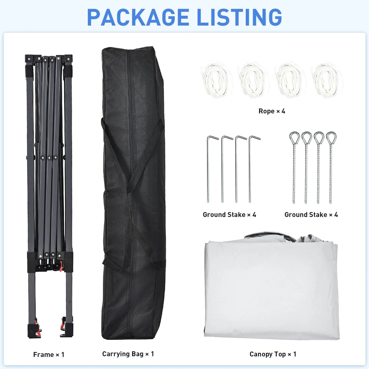 Pop Up Canopy, 8x8 FT Instant Outdoor Canopy Tent with Carrying Bag, 3 Adjustable Heights - Portable for Event, Parties, Camping and More Outdoor Activities
