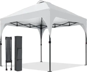 Pop Up Canopy, 8x8 FT Instant Outdoor Canopy Tent with Carrying Bag, 3 Adjustable Heights - Portable for Event, Parties, Camping and More Outdoor Activities