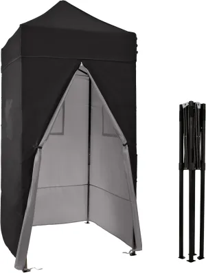 Pop Up Changing Tent - 46.5” Steel Frame Canopy Sun Shelter Pool Cabana, Portable Changing Room, or Privacy Tent for Camping Toilet or Portable Shower - Camping Essentials by Wakeman Outdoors (Black)