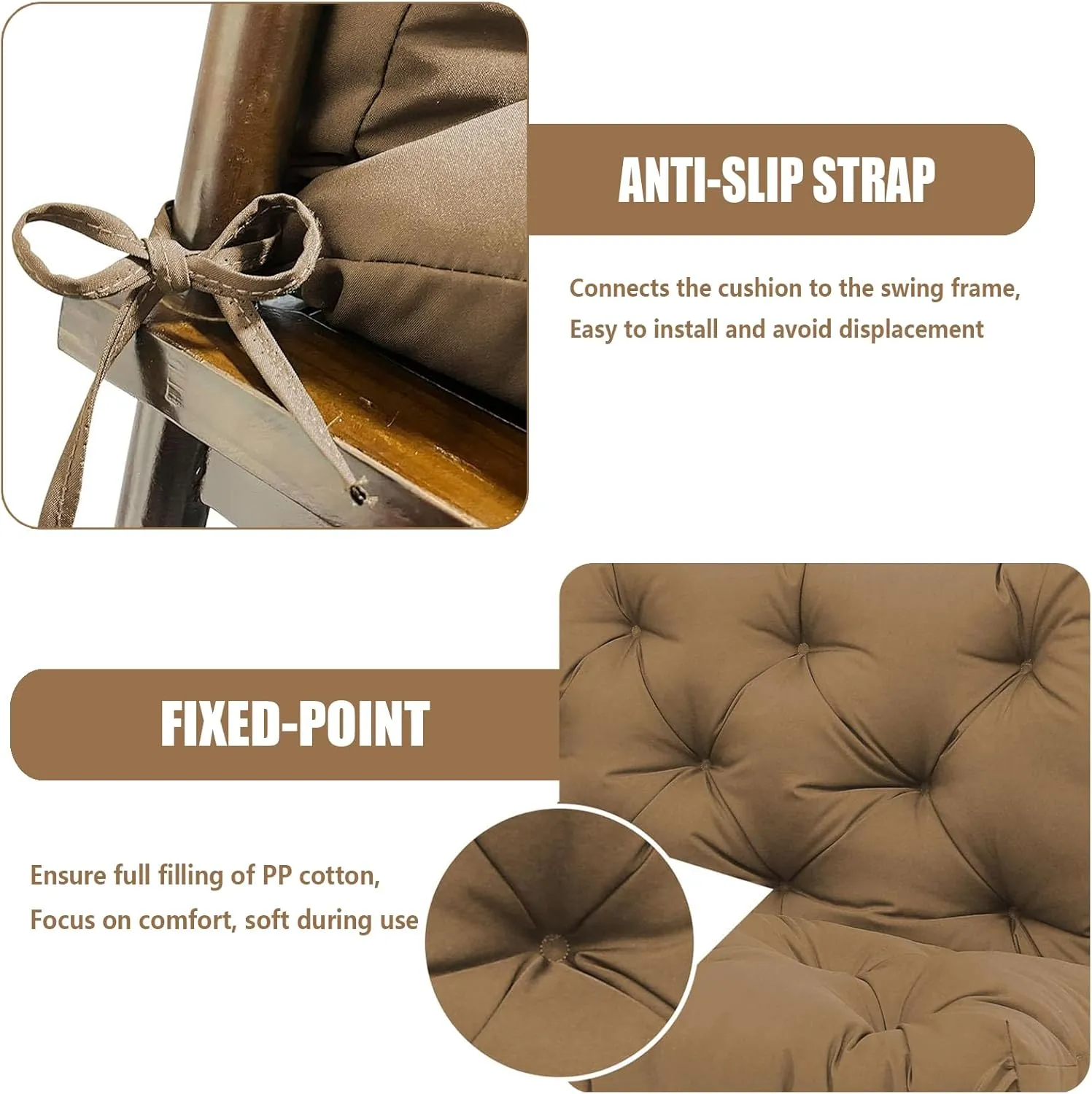 Porch Swing Cushions 2-3 Seater Replacement Waterproof Outdoor Swing Cushion with Backrest Extra Thick 5" for Outdoor Furniture Bench Patio Garden Backyard
