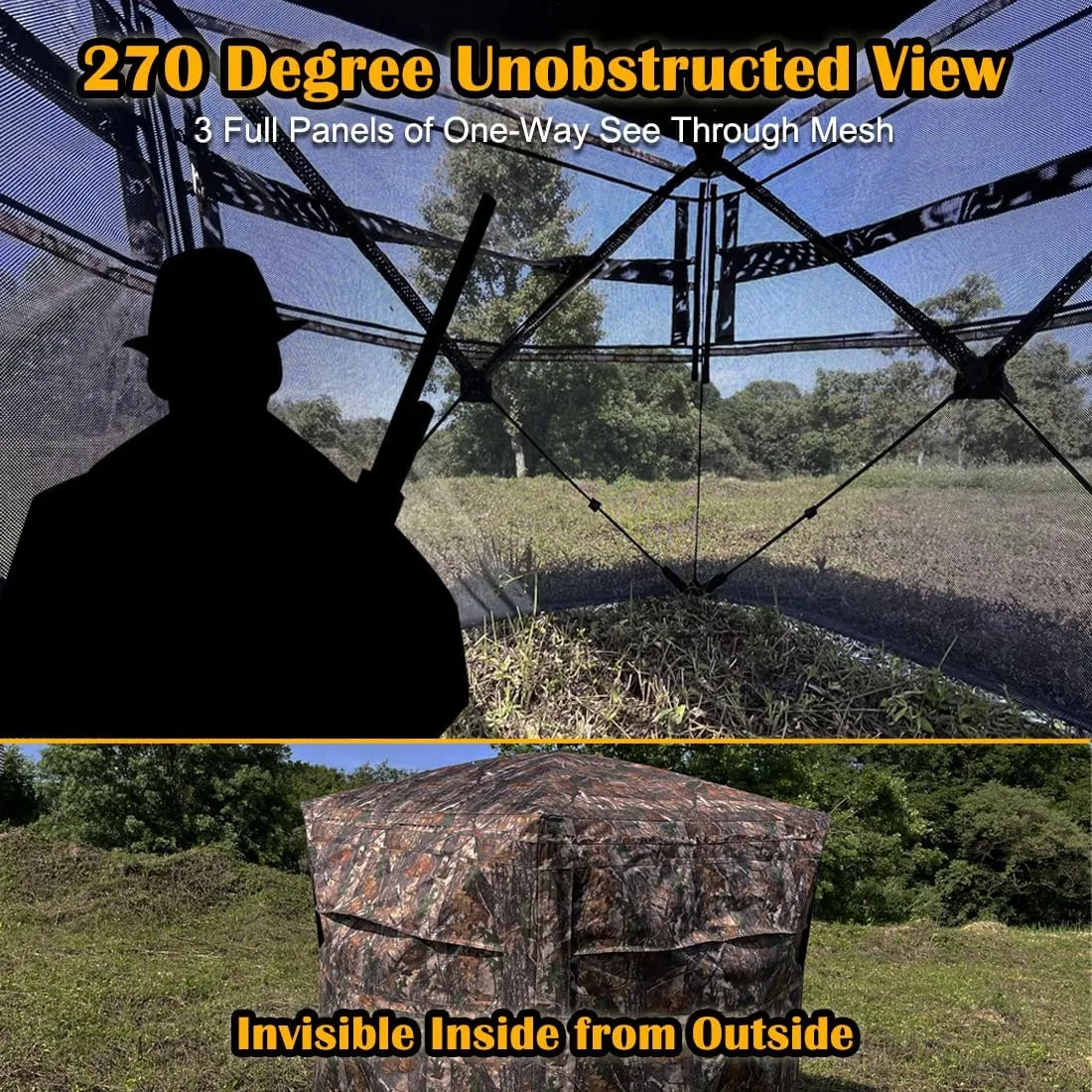 Portable 2/3/4 Person 270 Degree See Through Hunting Blind Ground Camouflage Pop Up Hub Turkey Deer Blinds Tent