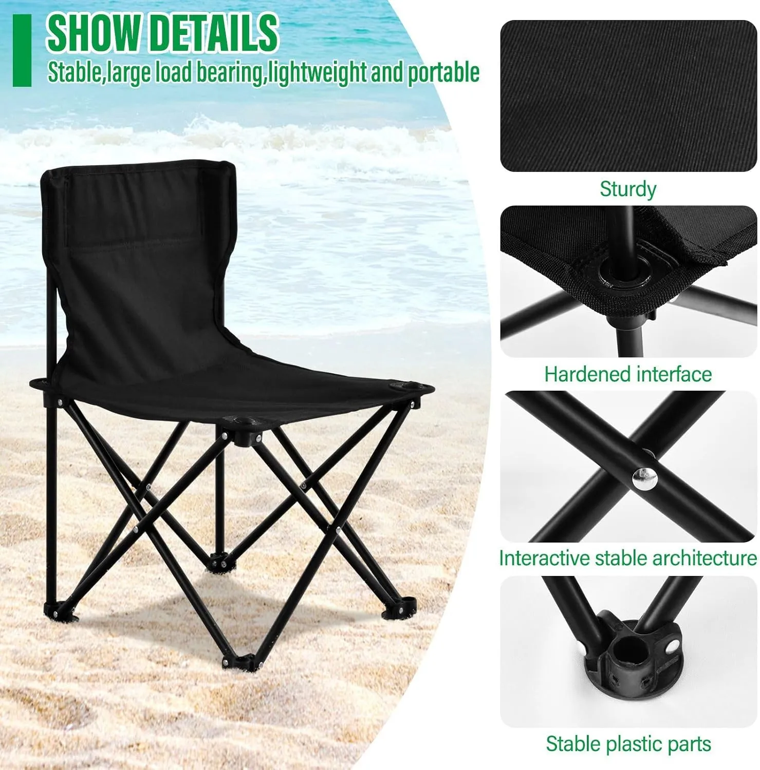 Portable Camping Chairs Red Lightweight Folding Chair for Camping, Beach, Picnic, Travel and Sports with Carry Bag 20801-1