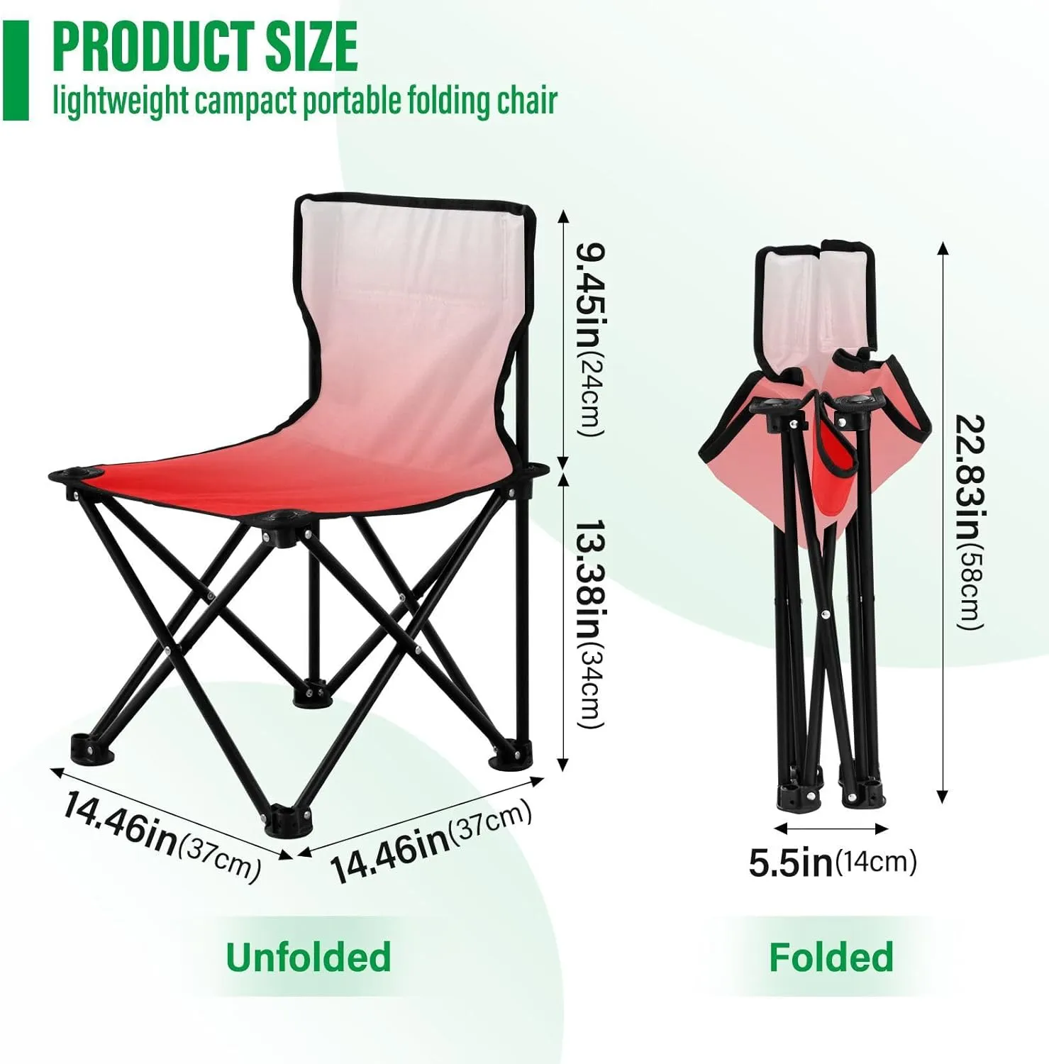 Portable Camping Chairs Red Lightweight Folding Chair for Camping, Beach, Picnic, Travel and Sports with Carry Bag 20801-1