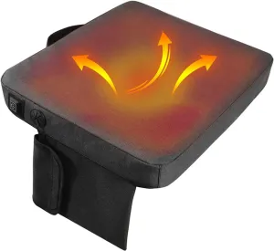 Portable Heated Seat Cushion Pad Hunting Seat Cushion Heated USB Power with 3 Levels Fast Heating Warm Seat Pads for Office Park Boat Stadium Camping, Black, 38x33cm