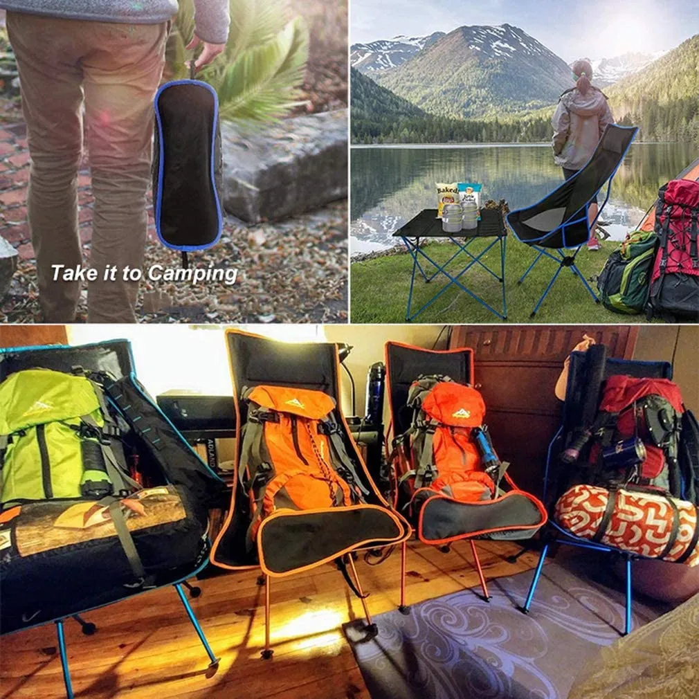 Portable High Back Camping Chair with Headrest and Oxford Cloth Cover