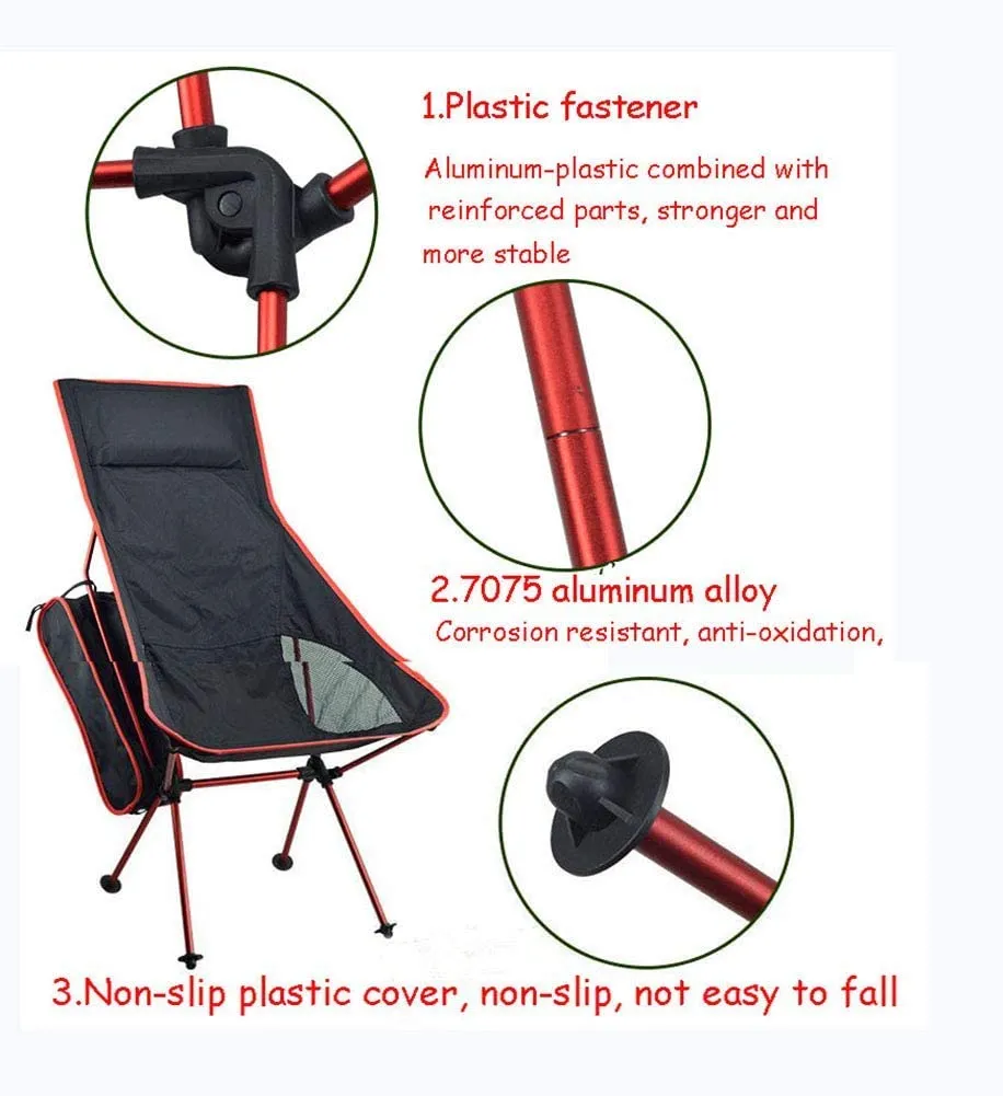 Portable High Back Camping Chair with Headrest and Oxford Cloth Cover