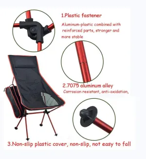Portable High Back Camping Chair with Headrest and Oxford Cloth Cover