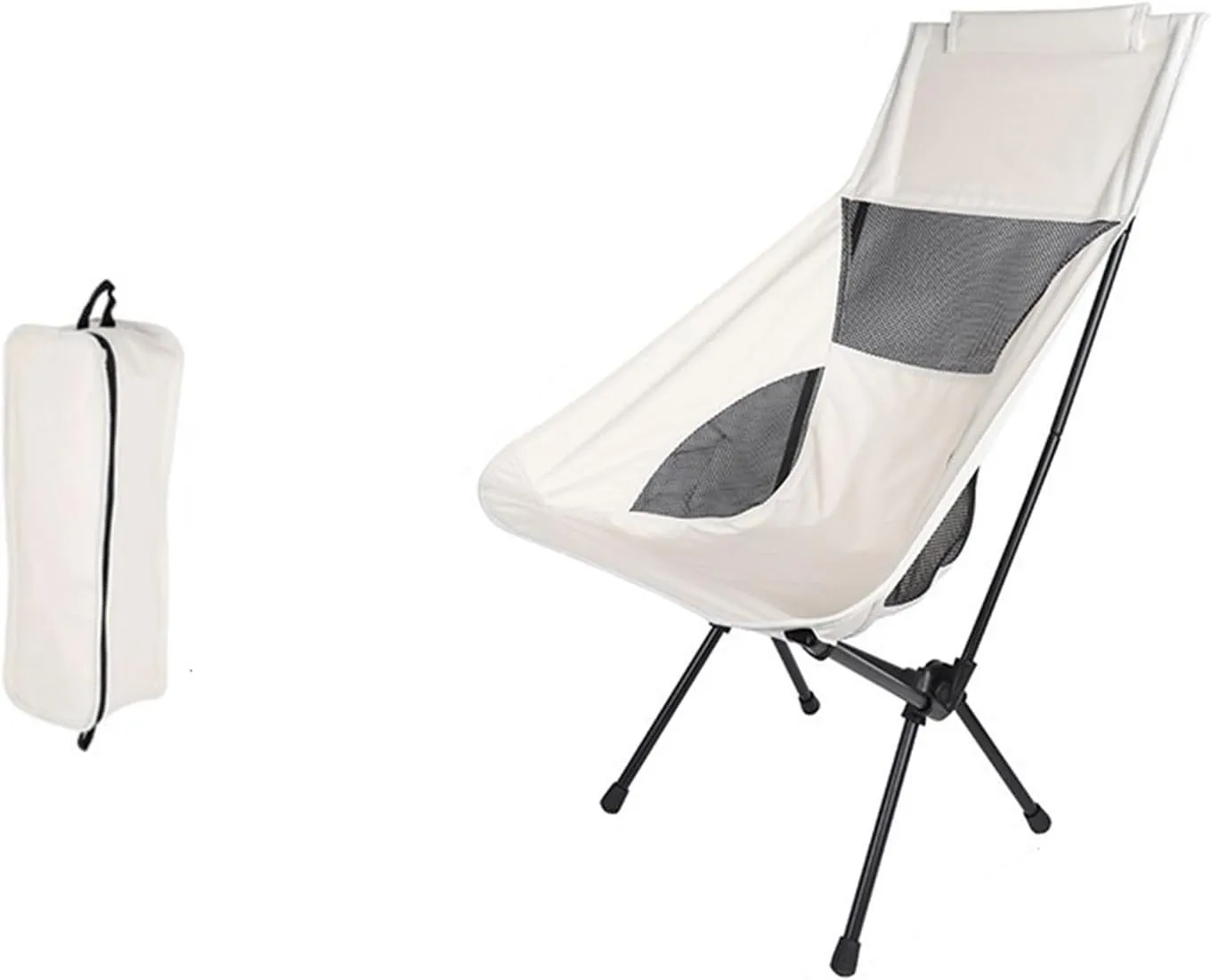 Portable Stool Portable Folding Chair Can Be Stored Fishing Small Stool Painting Sketching Backrest Chair Breathable Mesh Picnic Chair Folding Stool(Beige,13.8 * 12.2 * 24in)