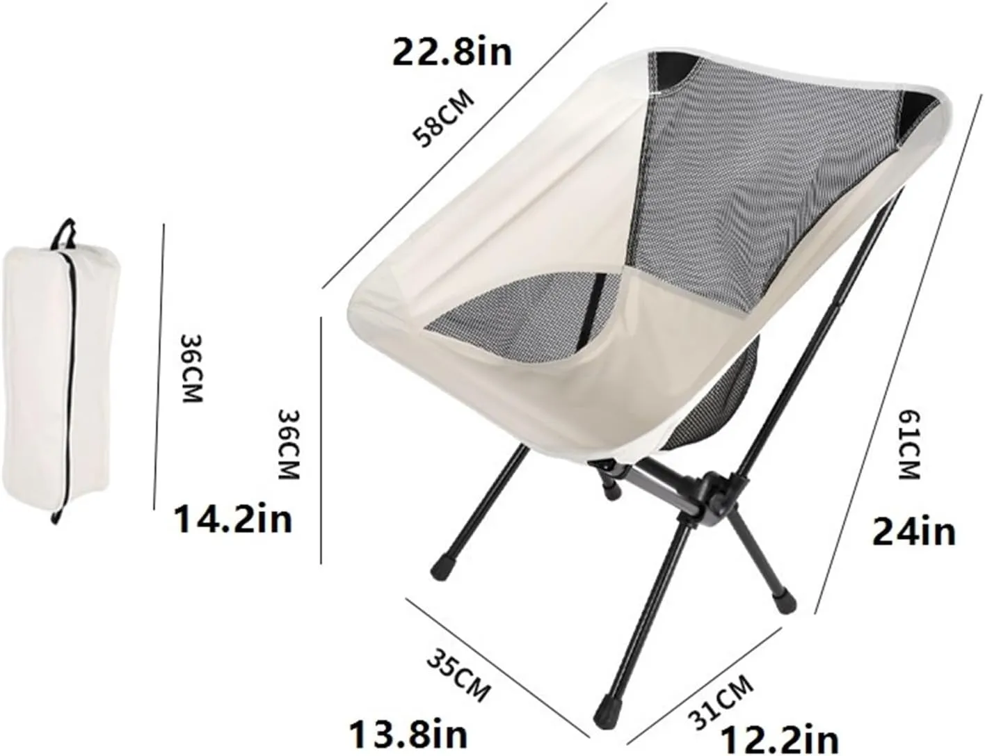 Portable Stool Portable Folding Chair Can Be Stored Fishing Small Stool Painting Sketching Backrest Chair Breathable Mesh Picnic Chair Folding Stool(Black,13.8 * 12.2 * 24in)
