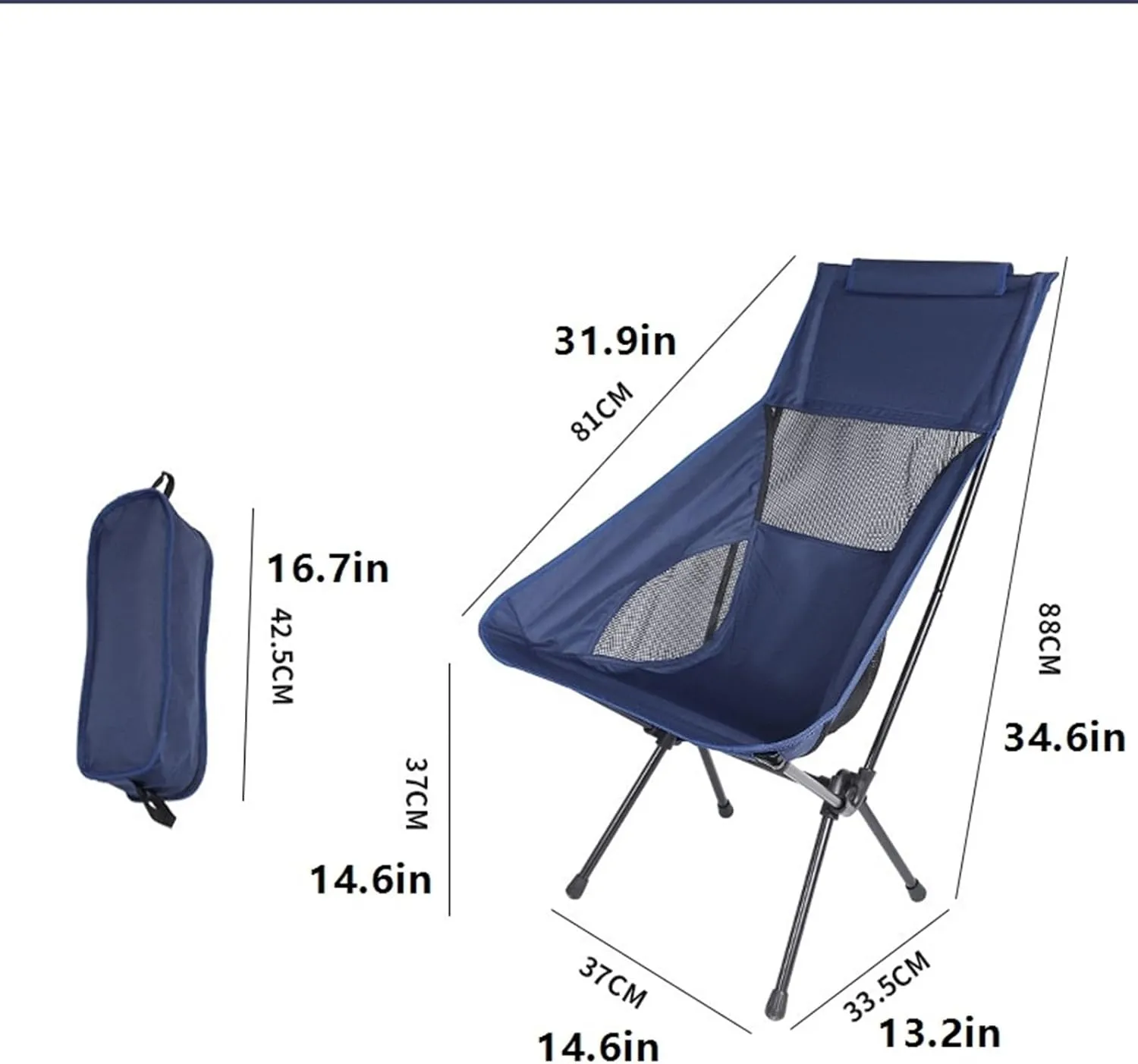 Portable Stool Portable Folding Chair Can Be Stored Fishing Small Stool Painting Sketching Backrest Chair Breathable Mesh Picnic Chair Folding Stool(Black,14.6 * 13.2 * 34.6in)