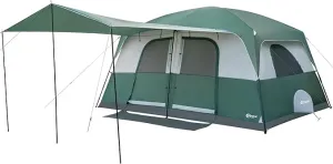 PORTAL 10 Person Camping Tent with Porch, Big Family Cabin Tent with 2 Rooms, 2 Doors, 2 Ground Vents, 6 Large Mesh Windows, Divided Curtain for Camping, Outdoor, Traveling, Water Resistant