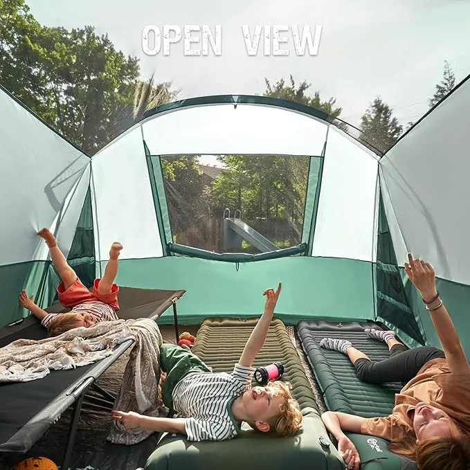 PORTAL 6/8 Person Family Camping Tent with Screen Room, Water Resistant Big Tunnel Tent with Rainfly, Large Family Tent for Outdoor Camping, Party
