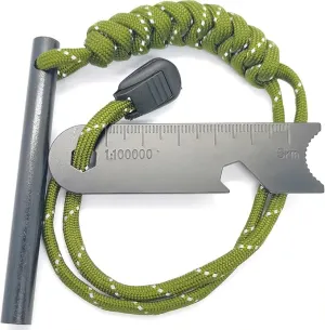 Premium 6 in 1 Fire Starter Survival Tool- 5/16"" Thick Ferro Rod with Multifunction Striker and Umbrella Rope, Flint and Steel Fire Starter Kit for Camping, Hiking