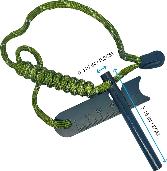 Premium 6 in 1 Fire Starter Survival Tool- 5/16"" Thick Ferro Rod with Multifunction Striker and Umbrella Rope, Flint and Steel Fire Starter Kit for Camping, Hiking
