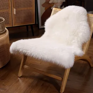 Premium Genuine Fur Sheepskin Rug Real Australia Sheepskin Natural Luxury Fluffy Lambskin Fur Area Rug Seat Covers for Kids Bedroom Sofa Chair Cover (Creamy White, Single Pelt/2ft x 3ft)