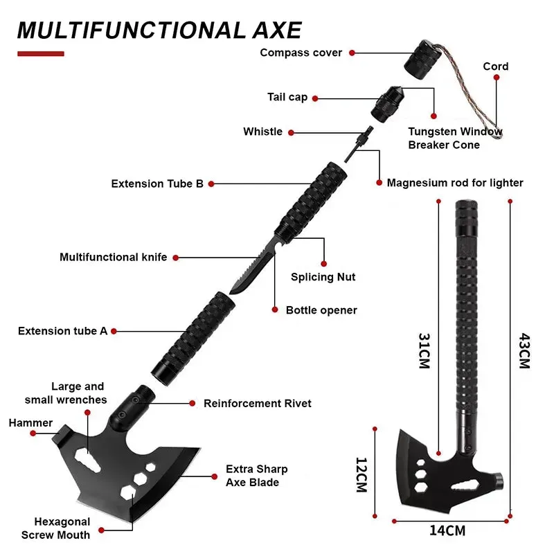 PrepPro Multifunctional Survival Axe | All-in-One Tactical Outdoor Tool