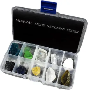 Professional Mohs Hardness Test Kit with 10 Mineral Specimens - Essential for Geology Classrooms, Field Testing Labs, and Home Science Exploration