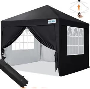 Quictent 10'x10' Pop up Canopy Tent with Sidewalls Instant Outdoor Gazebo Easy Party Tent Enclosed Waterproof, Easy Set up (Black)