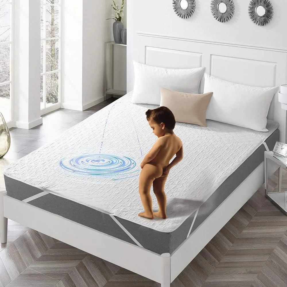 Quilted Fitted Mattress Pad Cover Waterproof Sheet King Mattress Protector with Highly Absorbent Fill Layer Soft Cotton Blend Surface, Breathable, Deep Pocket (King)