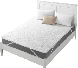 Quilted Fitted Mattress Pad Waterproof Fitted Sheet Mattress Protector with Highly Absorbent Fill Layer 100% Soft Cotton Blend Cover Surface, Breathable, Deep Pocket (Full)