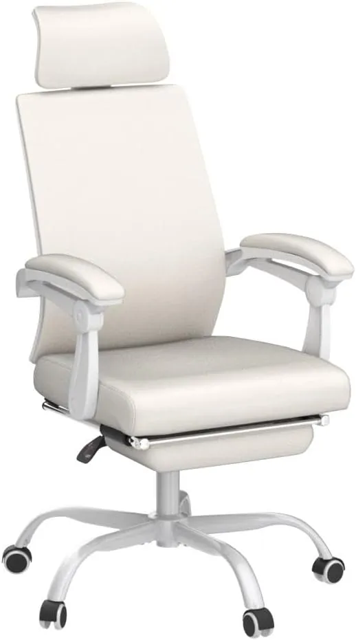 Qulomvs Mesh Ergonomic Office Chair with Footrest Home Office Desk Chair with Headrest and Backrest 90-135 Adjustable Computer Executive Desk Chair with Wheels 360 Swivel Task Chair