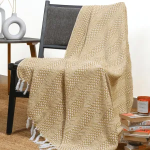 RAJRANG Tinsel Yellow Throw Blanket - Warm Living Room Decorative Throws for Sofa and Couch 60 x 50 Inch