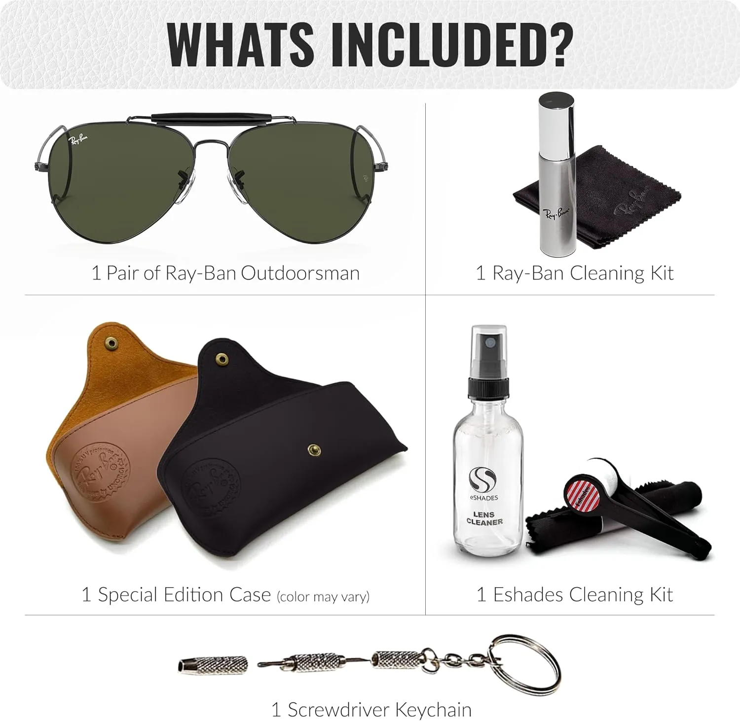 Ray-Ban RB3030 Outdoorsman Aviator Pilot Shape Sunglasses for Men and Women With Eyewear Kit Bundle - Classic Sun Glasses