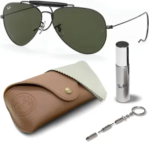 Ray-Ban RB3030 Outdoorsman Aviator Pilot Shape Sunglasses for Men and Women With Eyewear Kit Bundle - Classic Sun Glasses