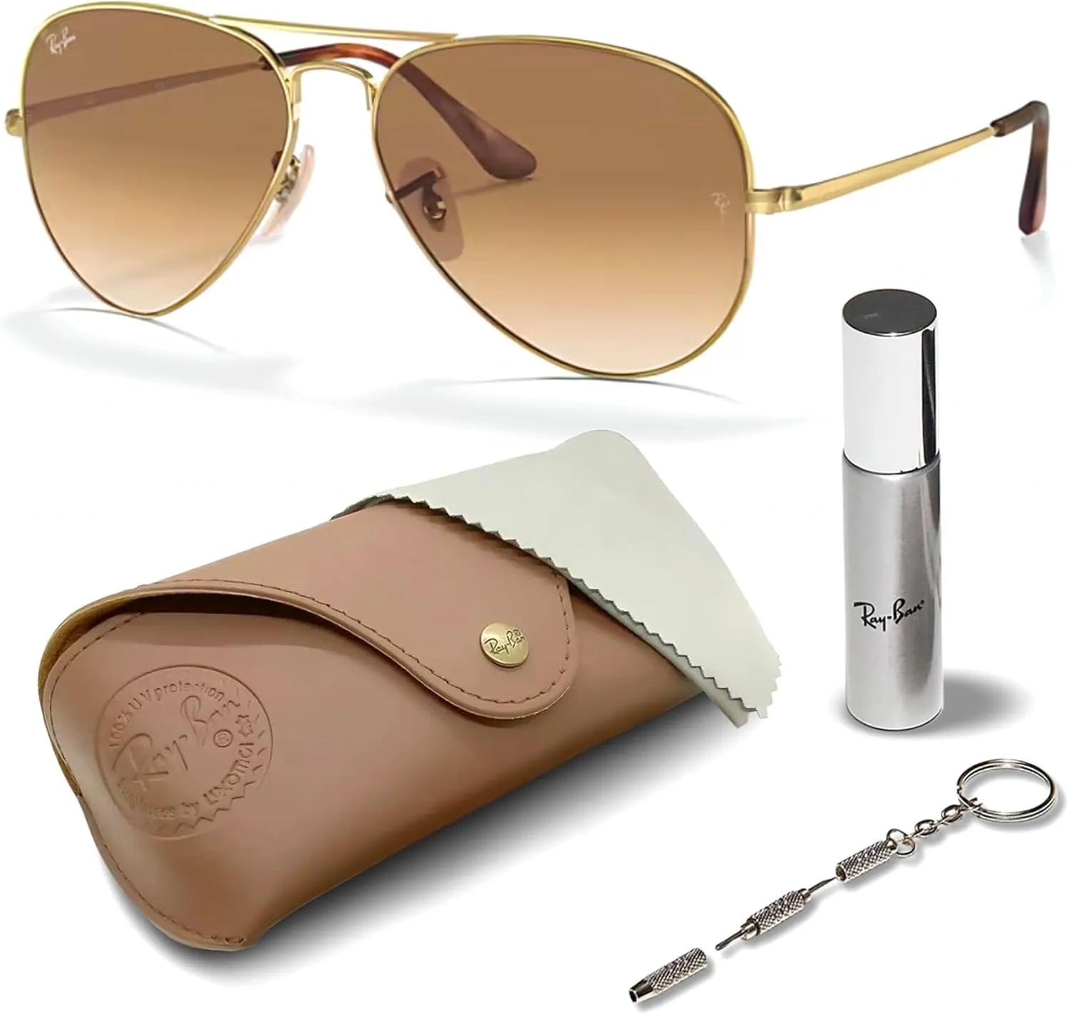Ray-Ban RB3689 Aviator Metal II Sunglasses for Men and Women With Eyewear Kit Bundle- Timeless Classic Sun Glasses