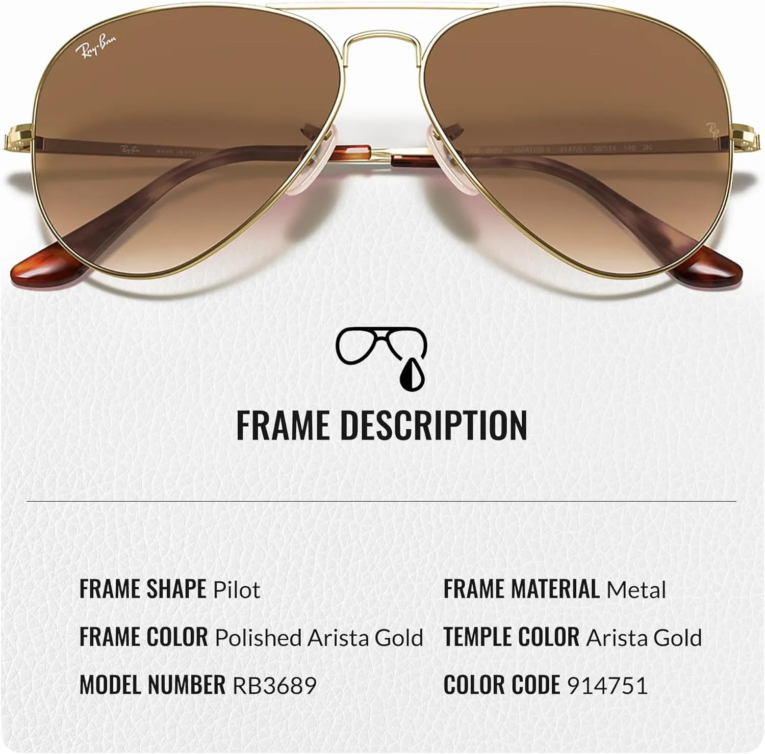 Ray-Ban RB3689 Aviator Metal II Sunglasses for Men and Women With Eyewear Kit Bundle- Timeless Classic Sun Glasses