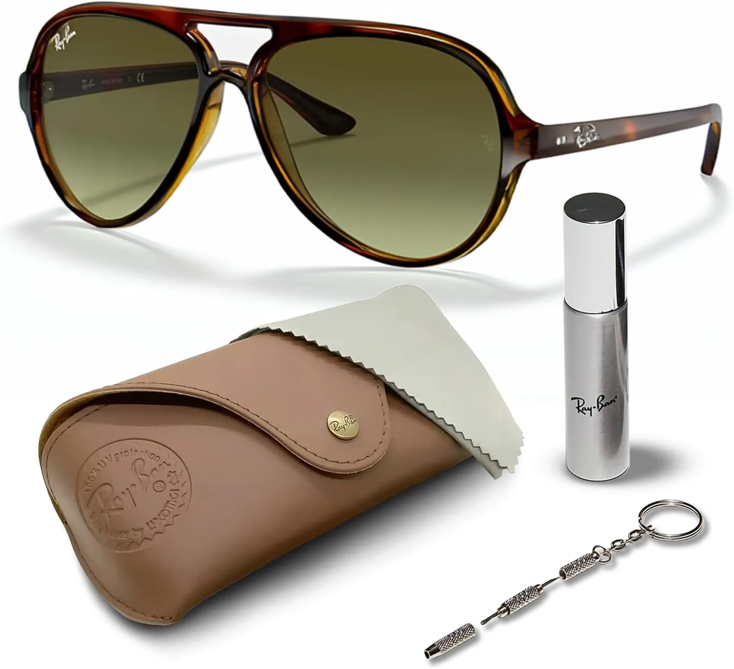Ray-Ban RB4125 CATS 5000 Classic Pilot Shape Sunglasses for Men & Women With Eyewear Kit Bundle - Classic Sun Glasses