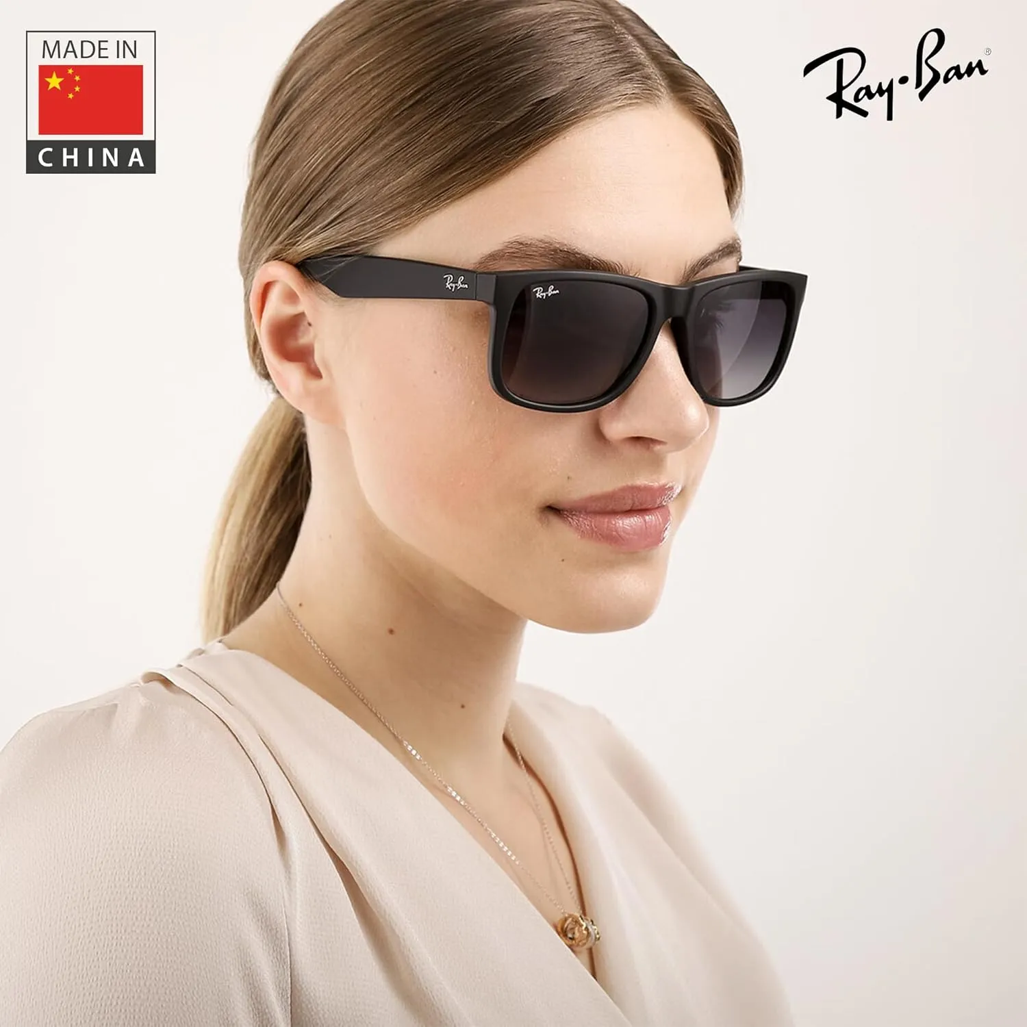Ray-Ban RB4165 JUSTIN Classic Square Shape Sunglasses With Eyewear Kit Bundle - High Bridge Fit - Square Sunglasses