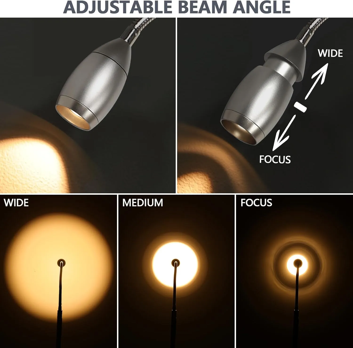 Reading Floor Lamp, 72" Tall LED Lamp with Flexible Gooseneck, Dimmable Zoomable Spotlight, Adjustable Color Beam Standing Lamp, Touch & Remote Control, Task Craft Bedroom Living Room (Brushed Nickel)