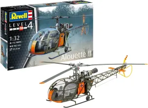 Revell Model Making I Alouette II I Kit I Scale 1:32 I 191 Pieces I Craft Set from 12 Years I Detailed Model with Authentic Design I Helicopter Moulded Colour