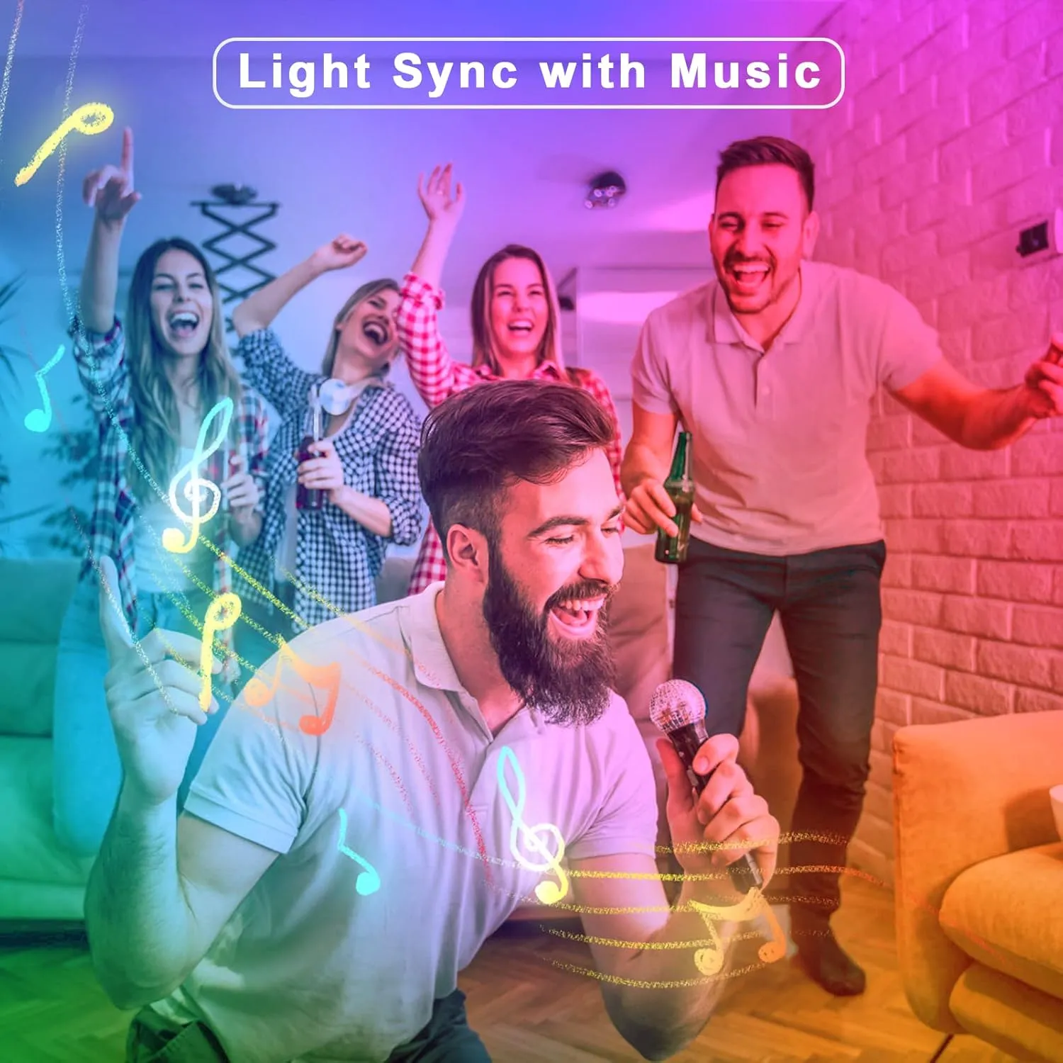 RGBWW Bluetooth LED Strip Lights, 65.6ft Tunable White 3000K to 6500K RGB Led Light Strips, Music Sync Color Changing Indoor LED Rope Lights for Cabinet, Bedroom,2 Roll of 32.8ft
