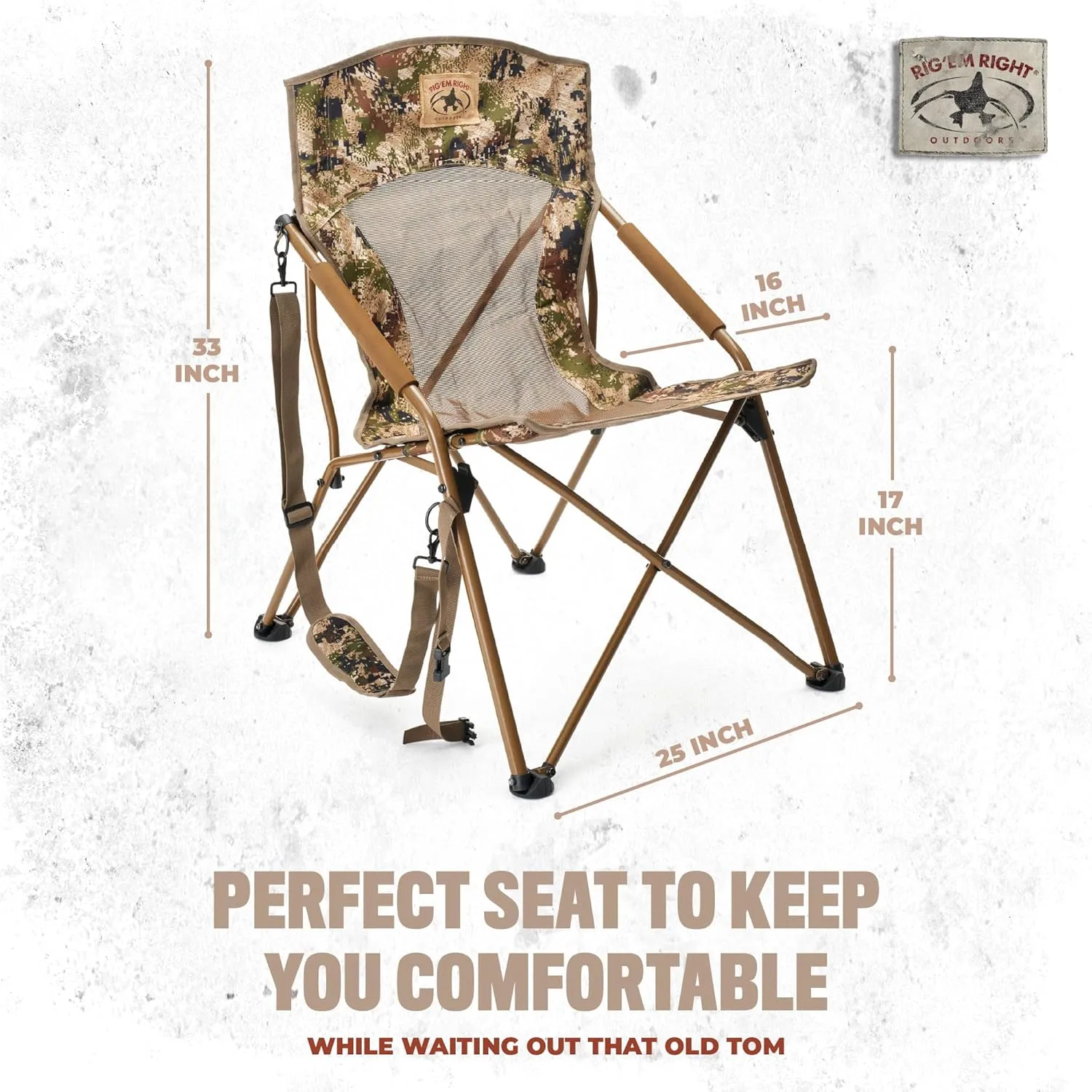 Rig'Em Right Waterfowl CampHunter Hunting Chair with Steel Frame and Carrying Straps, Gore Optifade Subalpine