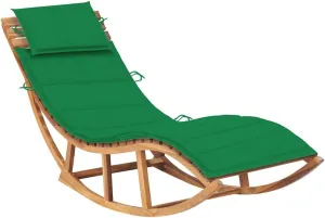 Rocking Sun Lounger with Cushion Solid Teak Woodrecliner Chair Tanning Chair Outdoor Lounge Chairs Camping chairsSuitable for Gardens, courtyards