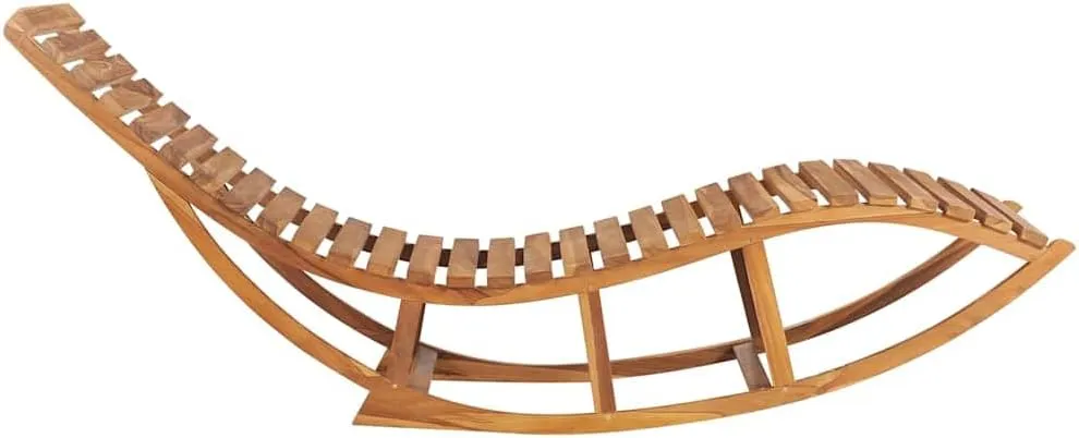 Rocking Sun Lounger with Cushion Solid Teak Woodrecliner Chair Tanning Chair Outdoor Lounge Chairs Camping chairsSuitable for Gardens, courtyards