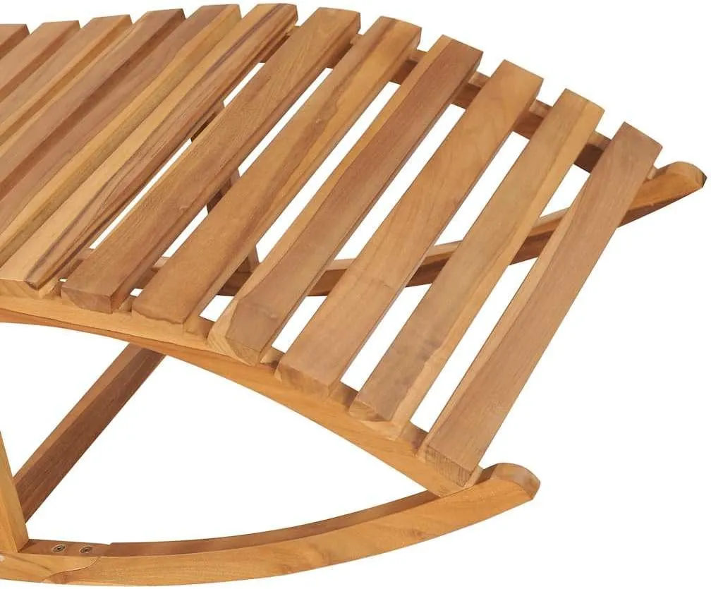 Rocking Sun Lounger with Cushion Solid Teak Woodrecliner Chair Tanning Chair Outdoor Lounge Chairs Camping chairsSuitable for Gardens, courtyards