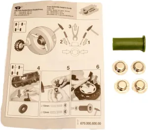 Rolly Toys Replacement Parts Set, Bag with 4 Hat Caps 12 mm and Mounting Aid, Accessories for Rolly Toys X100200120000, Green