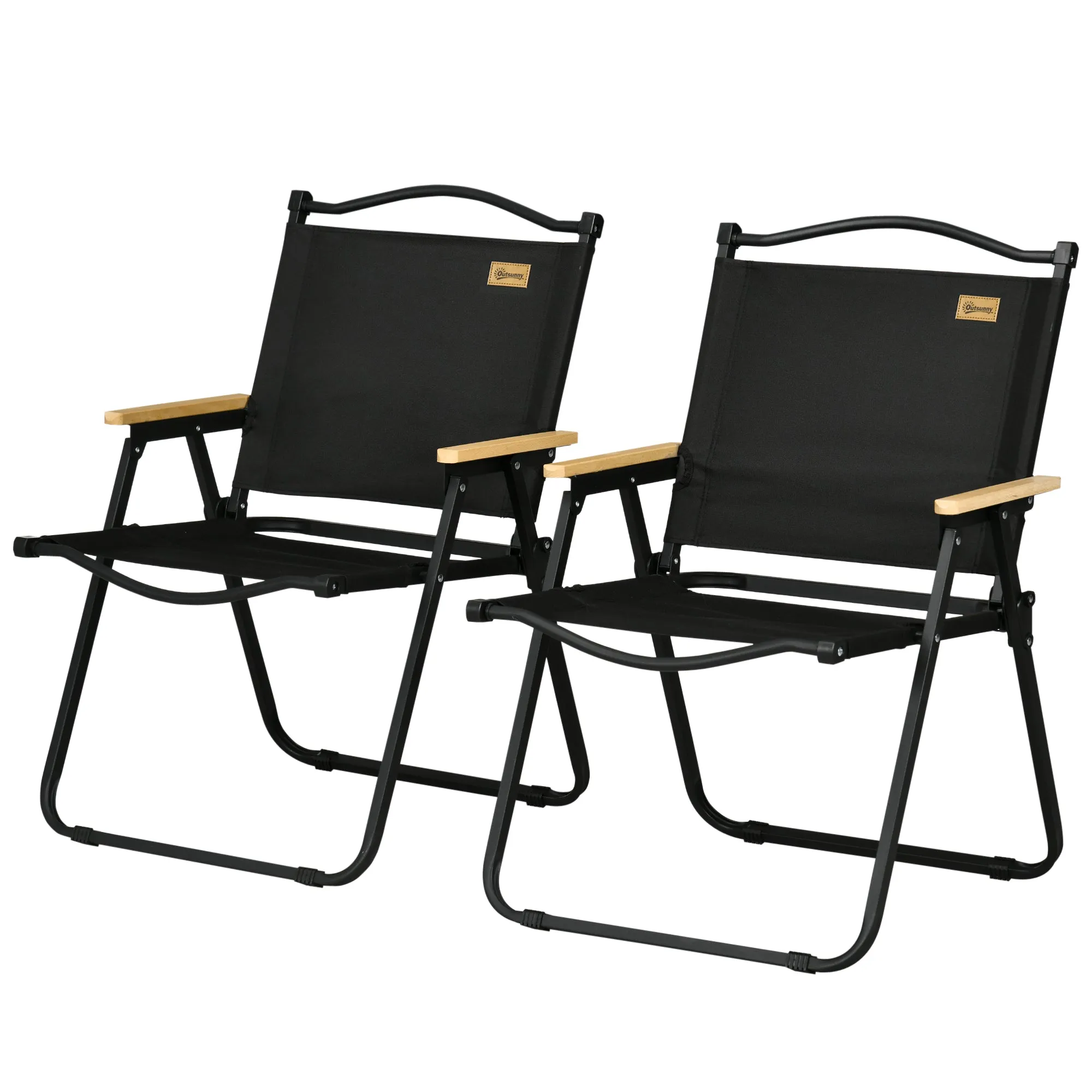 Rootz 2 Piece Set Camping Chairs - Beach Chair - Foldable Chairs - Strong Steel Frame - 54cm x 59cm x 78cm