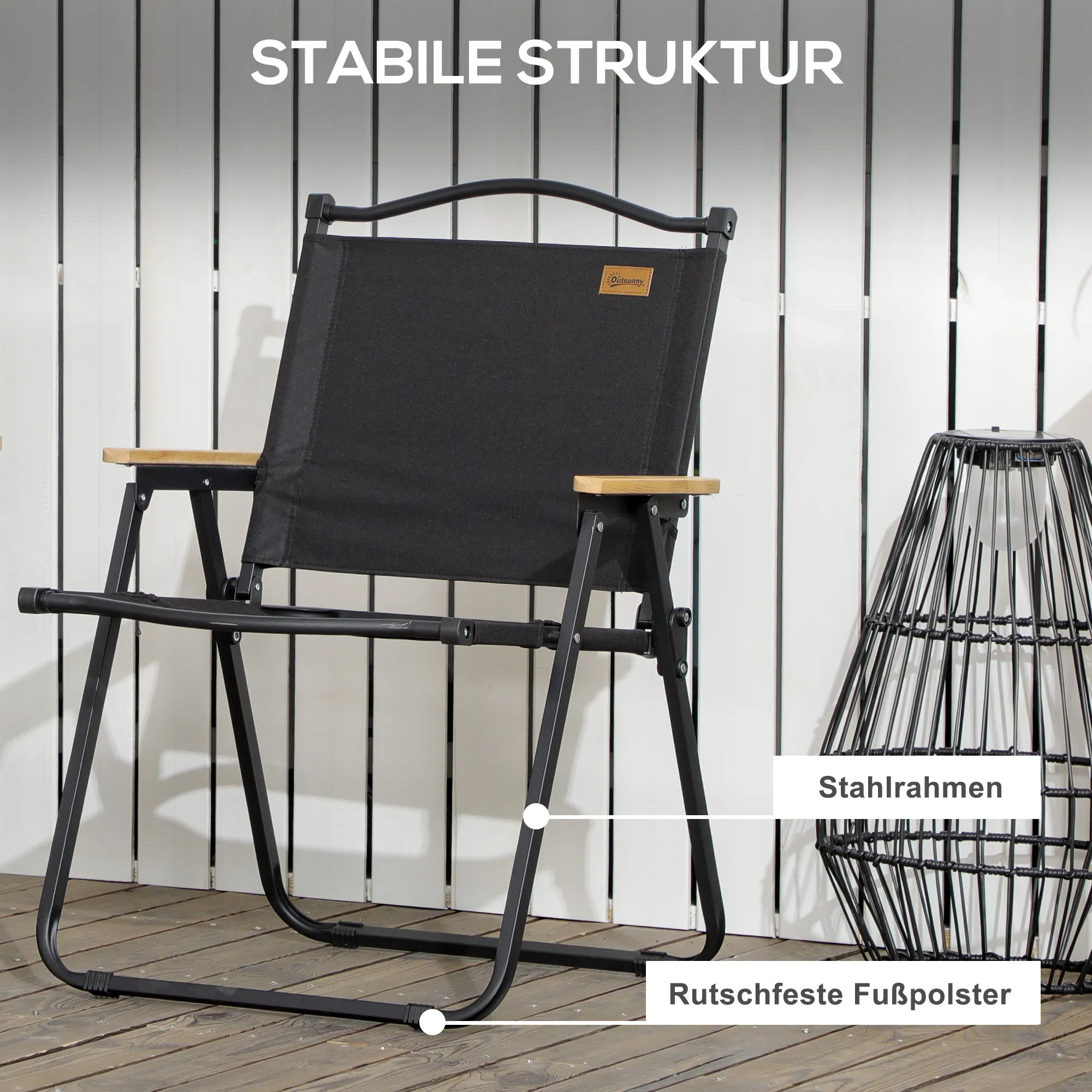 Rootz 2 Piece Set Camping Chairs - Beach Chair - Foldable Chairs - Strong Steel Frame - 54cm x 59cm x 78cm