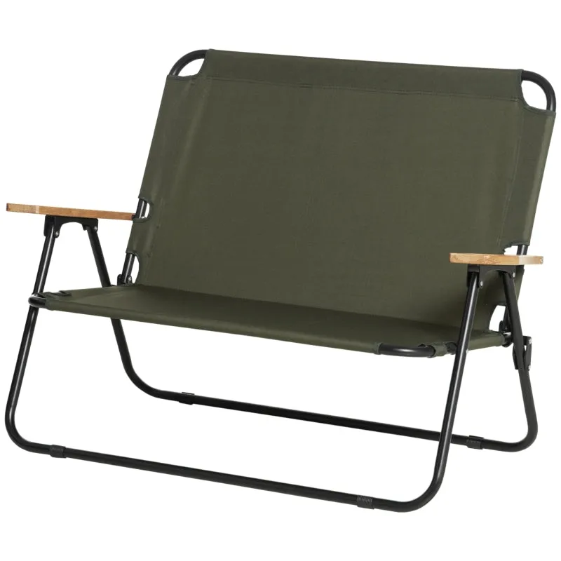 Rootz 2-Seater Camping Chair - Portable Garden Chair - Director's Chair - Comfortable Seating - Durable Steel Frame - Foldable Design - 141cm x 67cm x 80cm