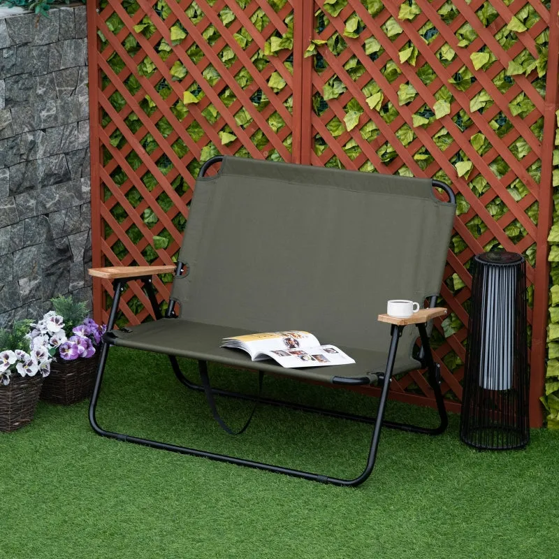 Rootz 2-Seater Camping Chair - Portable Garden Chair - Director's Chair - Comfortable Seating - Durable Steel Frame - Foldable Design - 141cm x 67cm x 80cm