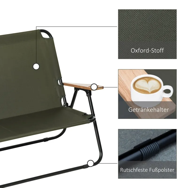 Rootz 2-Seater Camping Chair - Portable Garden Chair - Director's Chair - Comfortable Seating - Durable Steel Frame - Foldable Design - 141cm x 67cm x 80cm