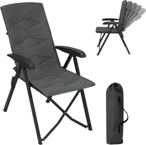 Rootz Adjustable Backrest Outdoor Chair - Garden Lounger - Folding Camp Chair - Breathable Mesh - 49cm x 101cm x 47cm