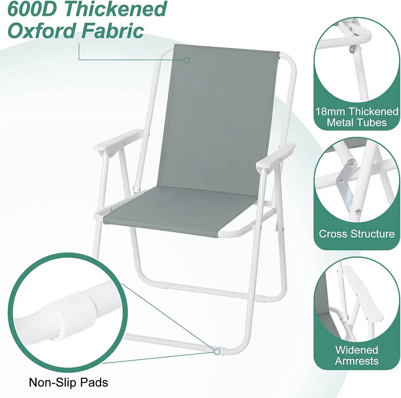 Rootz Camping Chair - Folding Chair - Ultralight Portable Seat - Stable & Durable - Comfortable Backrest - Folds Easily - 58cm x 53cm x 76cm