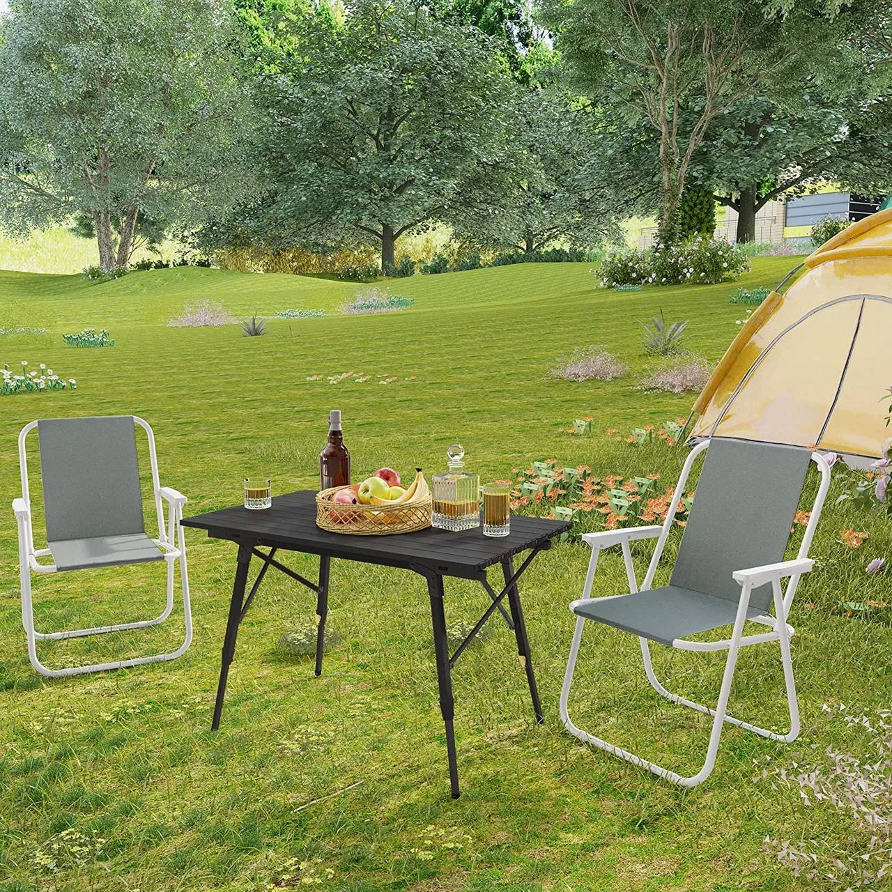 Rootz Camping Chair - Folding Chair - Ultralight Portable Seat - Stable & Durable - Comfortable Backrest - Folds Easily - 58cm x 53cm x 76cm