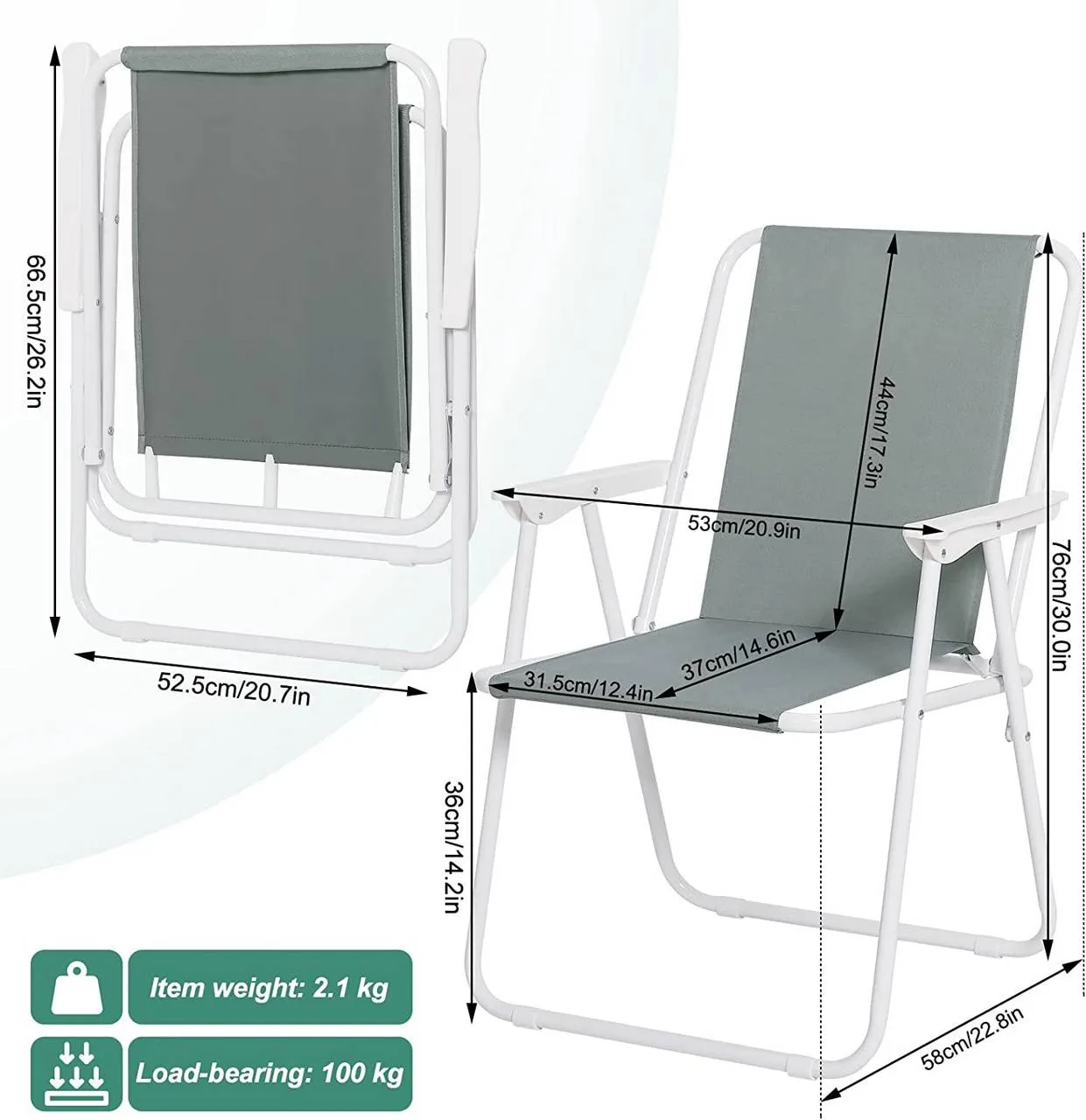 Rootz Camping Chair - Folding Chair - Ultralight Portable Seat - Stable & Durable - Comfortable Backrest - Folds Easily - 58cm x 53cm x 76cm