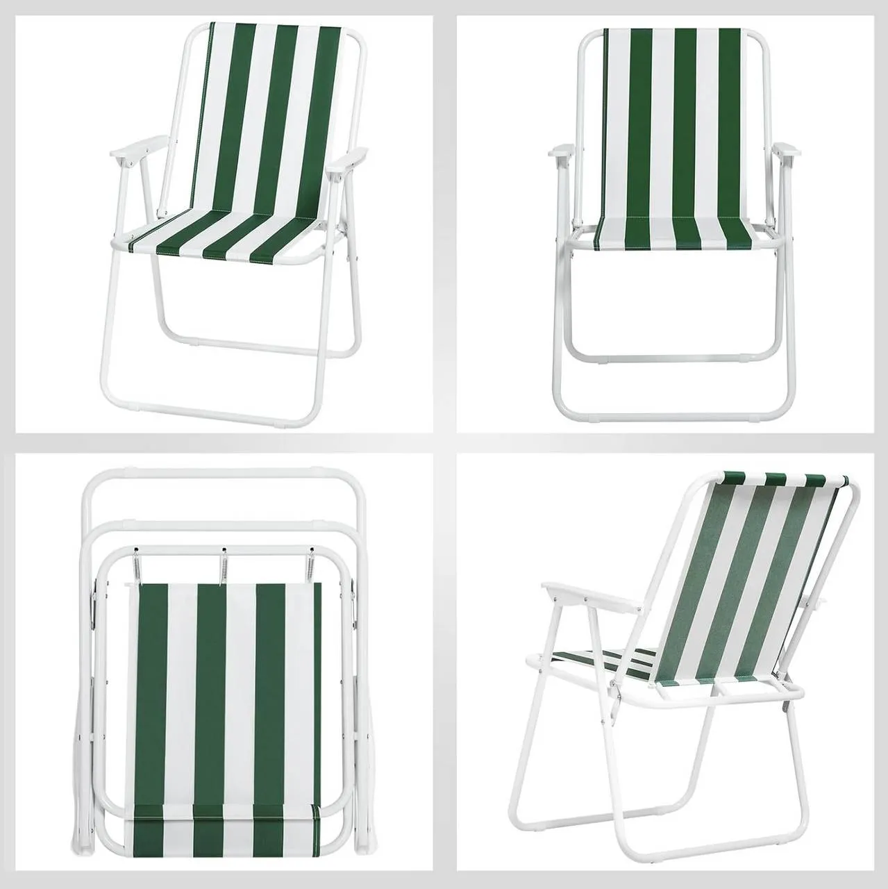 Rootz Camping Chair Set - Folding Camp Chair - Lightweight Beach Chair - Compact Picnic Chair - Oxford Fabric - 58cm x 53cm x 76cm